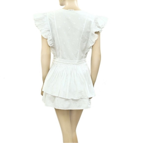 ULLA JOHNSON Tessa Floral Embroidered Poplin Mini Dress Ruffled size 2 - Picture 5 of 7